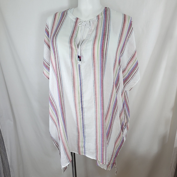 Uncommon Sense Striped COVERUP Womens Size S/M Multicolor Linen Blend Beach NWT - Picture 16 of 16